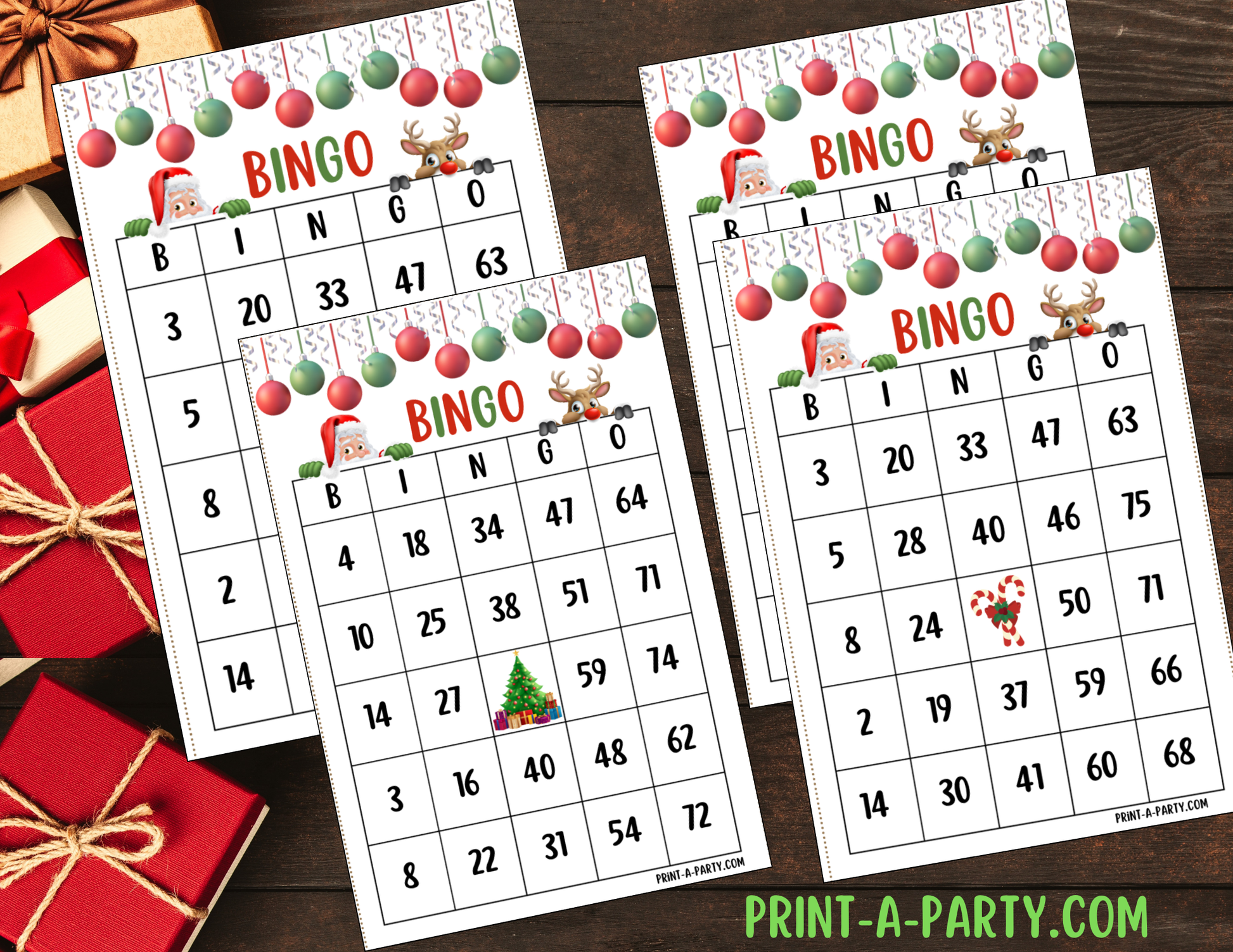 Printable Christmas Bingo Game - 30, 40, 50 cards - Santa Bingo - great for parties or classrooms – PrintAParty printable-christmas-bingo-game-30-40-50-cards-santa-bingo-great-for-parties-or-classrooms-printaparty