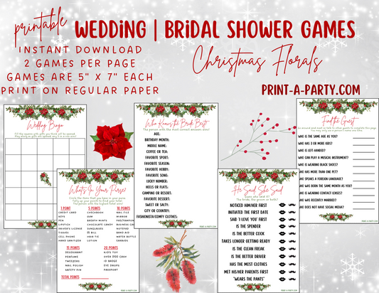 GAME BUNDLE: Bridal Christmas Shower Game Bundle | Christmas Bridal Theme | Christmas Wedding Shower | INSTANT DOWNLOAD