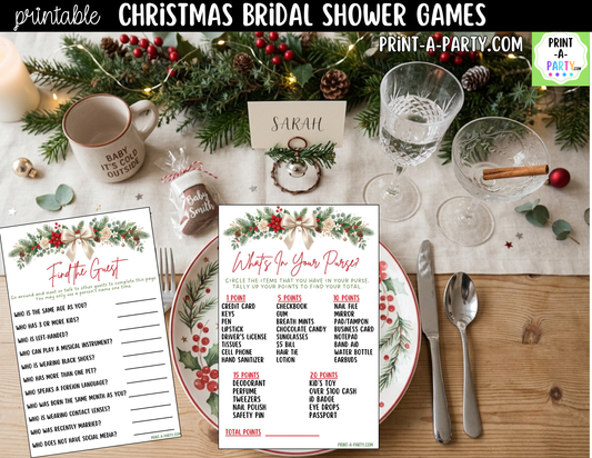 Christmas Bridal Shower Games Printable - Holiday Bridal Shower Game Bundle