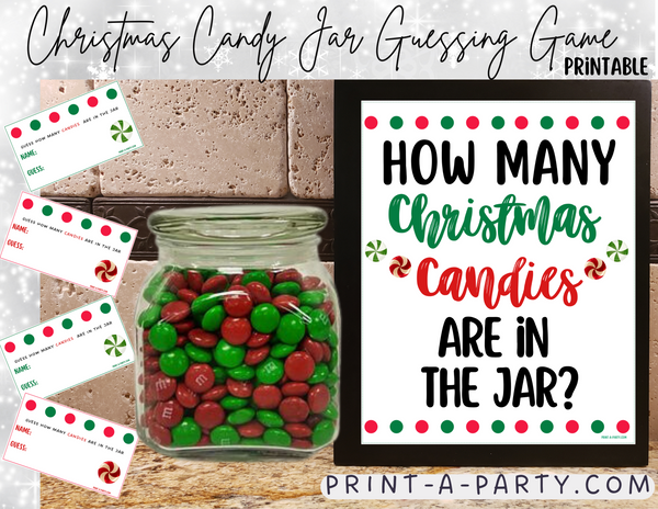 CANDY JAR GUESSING GAME - CHRISTMAS Candy | How many Christmas Candies in jar | Christmas Candy | Holiday Party | Christmas Party DIY | Printable
