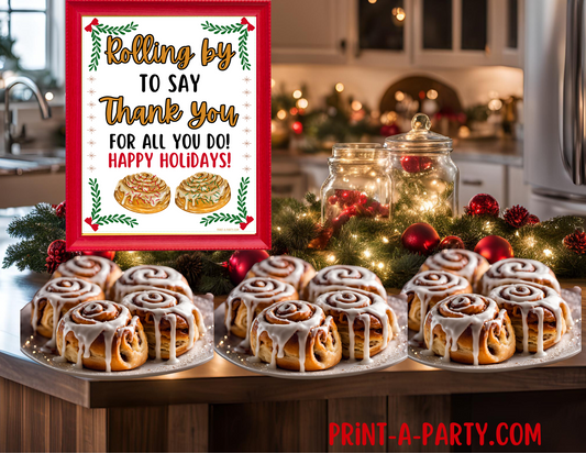 Appreciation Sign: Holiday Printable Christmas CINNAMON ROLLS Appreciation Sign – Festive 8x10 Holiday Decor for Staff, Teachers & Volunteers