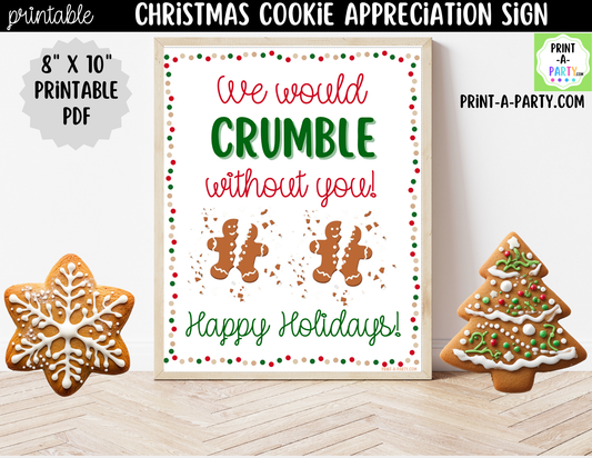 Christmas Cookies Appreciation Sign Printable | Teacher & Staff Holiday Thank You