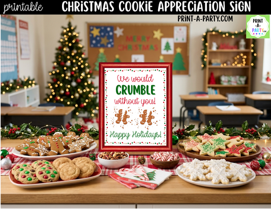 Christmas Cookies Appreciation Sign Printable | Teacher & Staff Holiday Thank You