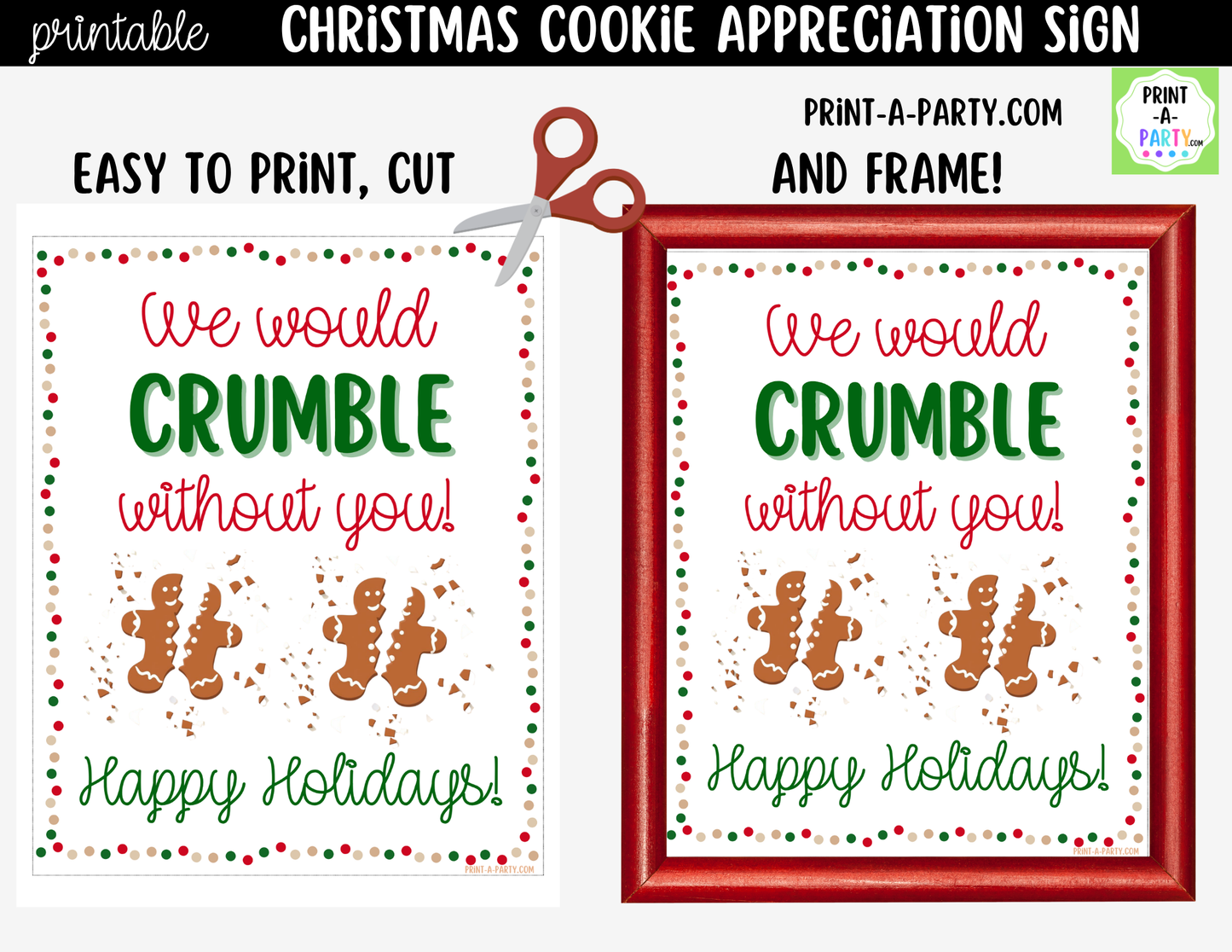 Christmas Cookies Appreciation Sign Printable | Teacher & Staff Holiday Thank You