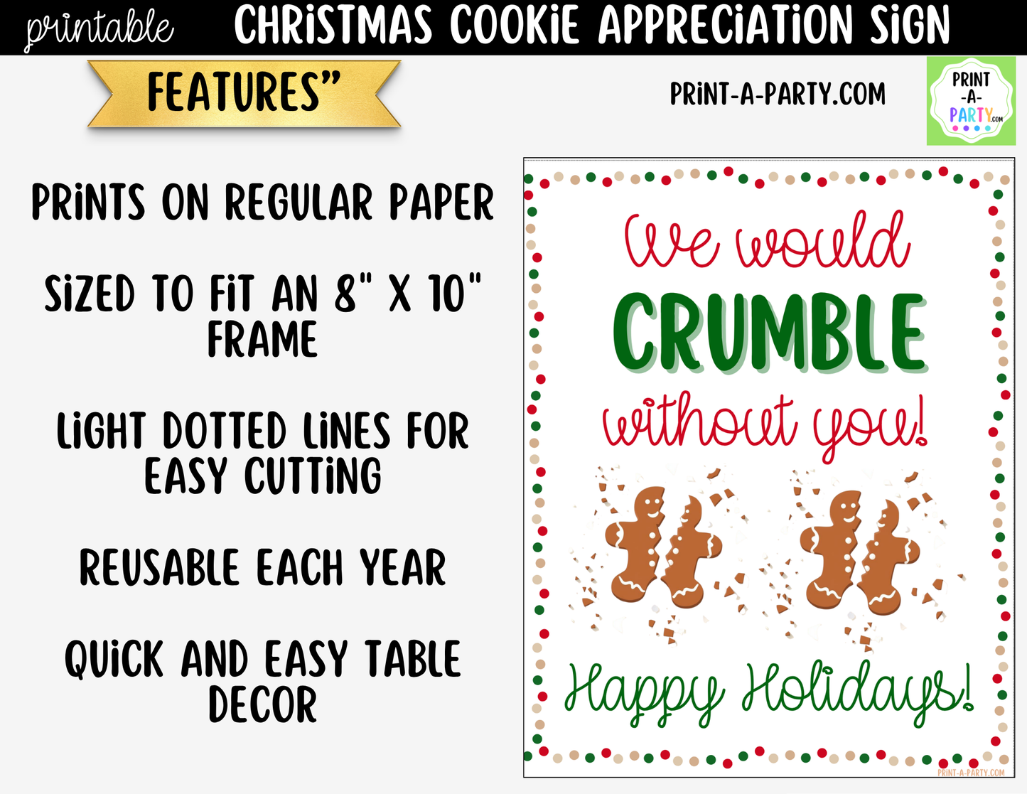 Christmas Cookies Appreciation Sign Printable | Teacher & Staff Holiday Thank You