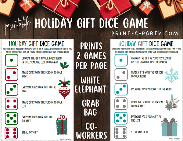 Free Printable Christmas Dice Game for Gift Exchanges, games gift -  thirstymag.com
