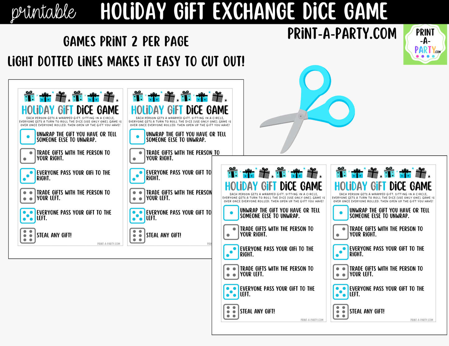 Winter Dice Game Printable | White Elephant & Gift Exchange Party Game
