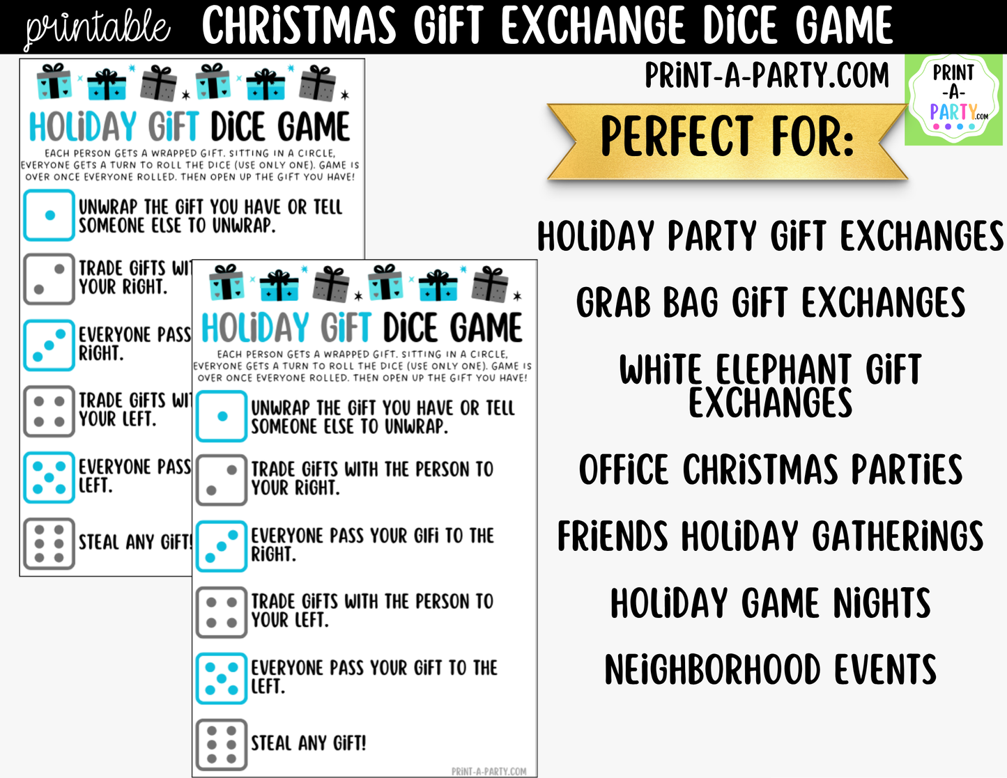 Winter Dice Game Printable | White Elephant & Gift Exchange Party Game