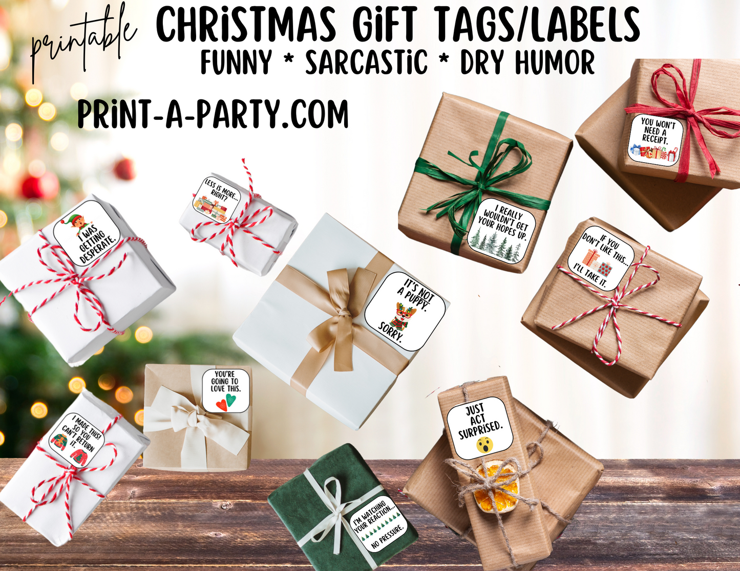 CHRISTMAS HOLIDAY | FUNNY & SARCASTIC GIFT TAGS - 30 | IRONIC GIFT TAGS | HUMOR | HOLIDAY | INSTANT DOWNLOAD