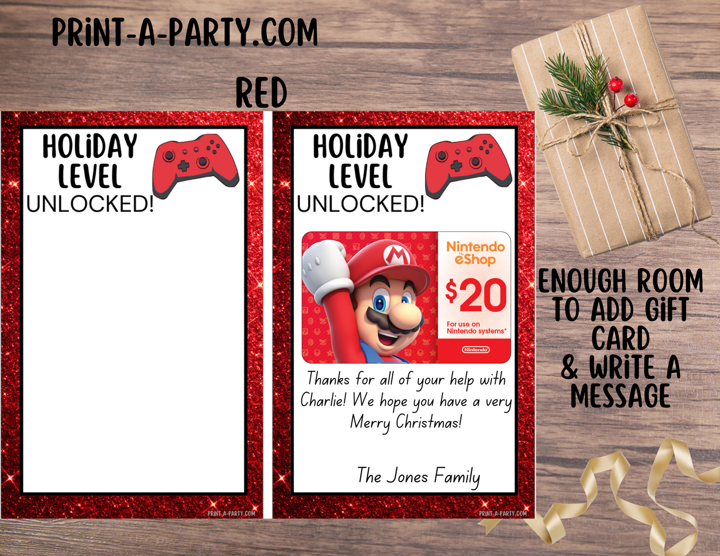 GIFT CARD Templates | Gamers | XBox | PlayStation | Nintendo | Google Play Store | Apple App Store - gift idea for gamers!