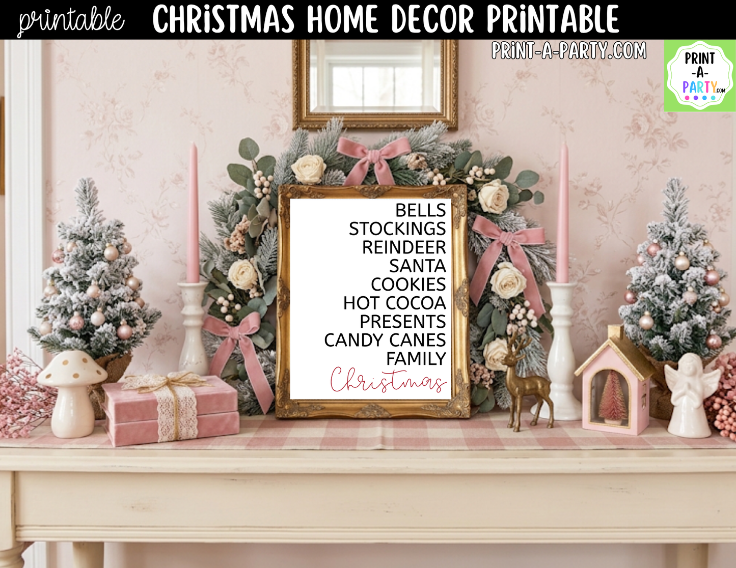 Printable Christmas Wall Art Sign - Holiday Highlights List - Minimalist Christmas Decor 8x10 and 5x7