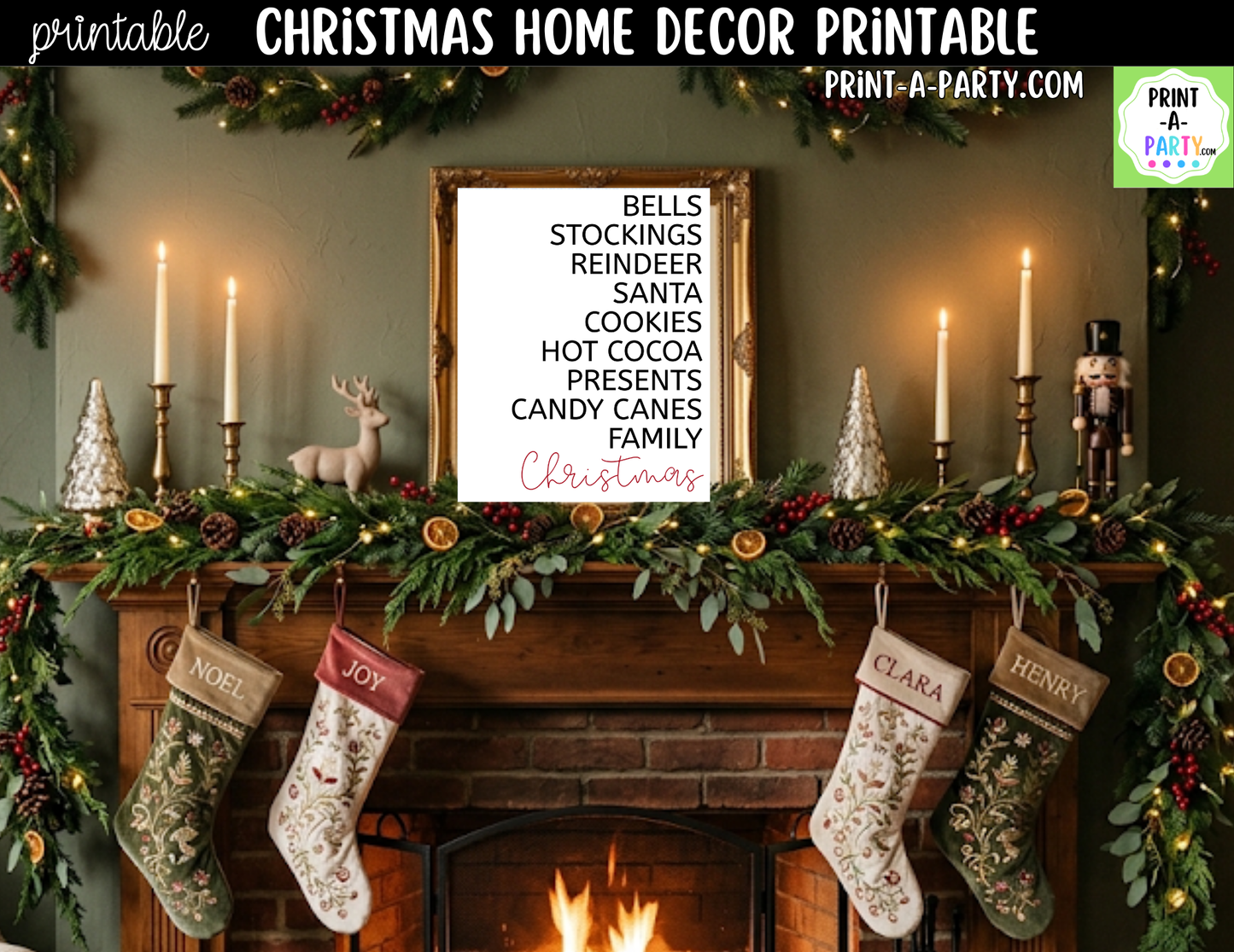 Printable Christmas Wall Art Sign - Holiday Highlights List - Minimalist Christmas Decor 8x10 and 5x7