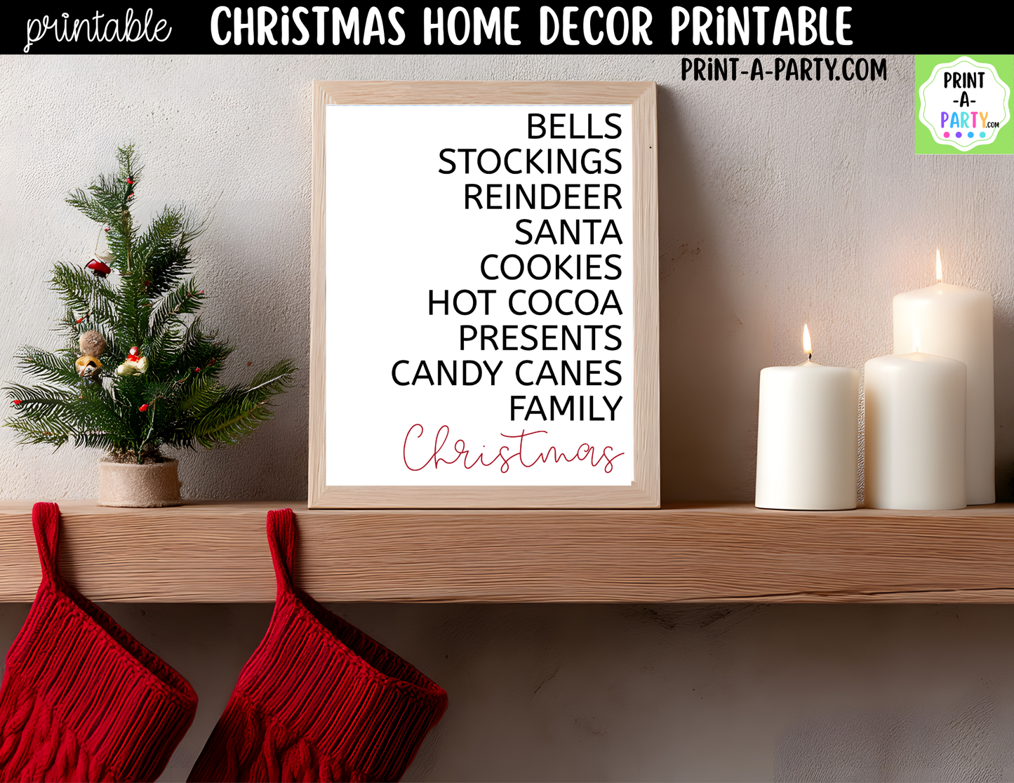 Printable Christmas Wall Art Sign - Holiday Highlights List - Minimalist Christmas Decor 8x10 and 5x7
