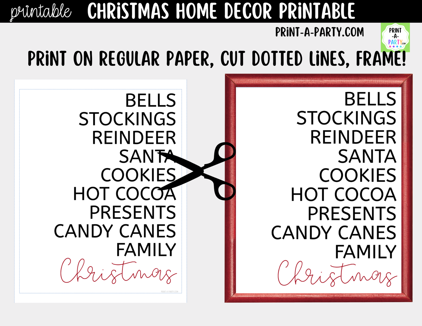 Printable Christmas Wall Art Sign - Holiday Highlights List - Minimalist Christmas Decor 8x10 and 5x7