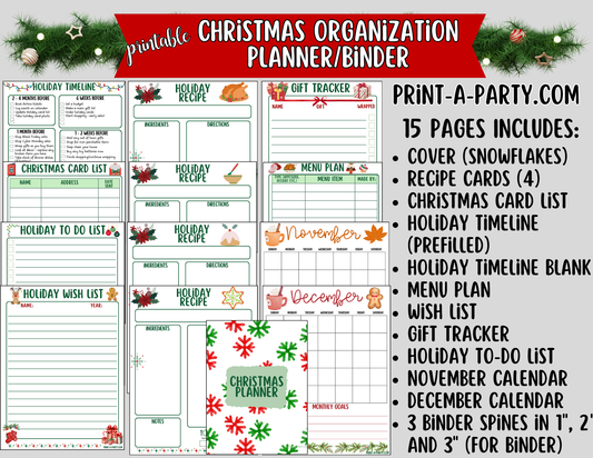 Christmas Planner - Printable Christmas Planner Binder Kit | Holiday Organization, Calendars, Checklists, Recipe Pages and Gift Trackers