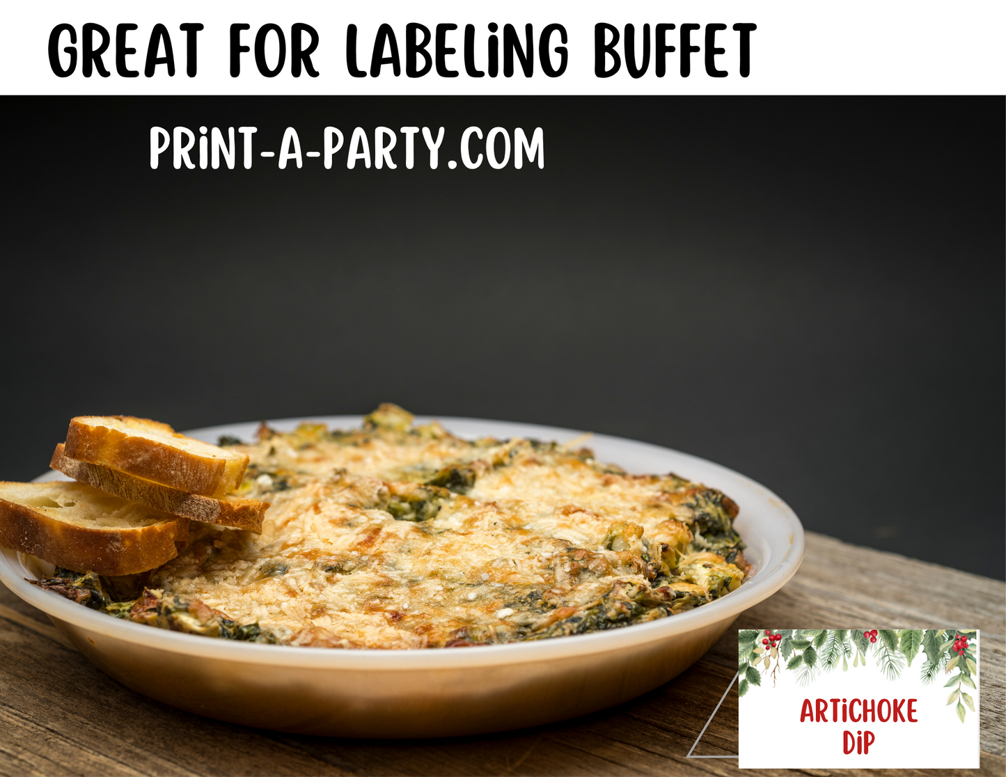 DIY Printable or Editable Buffet Food Label Cards or Seating Place Cards | CHRISTMAS Theme | Place Card Signs | Buffet Labels | Food Labels | Christmas Party Idea