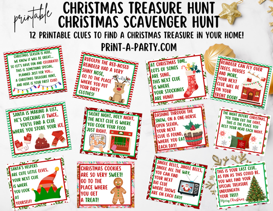 CHRISTMAS GIFT TREASURE HUNT | Christmas Gift Scavenger Hunt | Indoor Holiday Hunt Treasure Clues | Fun Christmas Holiday Game