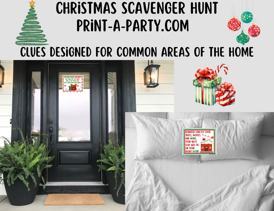 Christmas Scavenger Hunt Printable Game | Holiday Treasure Hunt with Clue Cards | Fun Family Activity for Kids, Classroom, Party