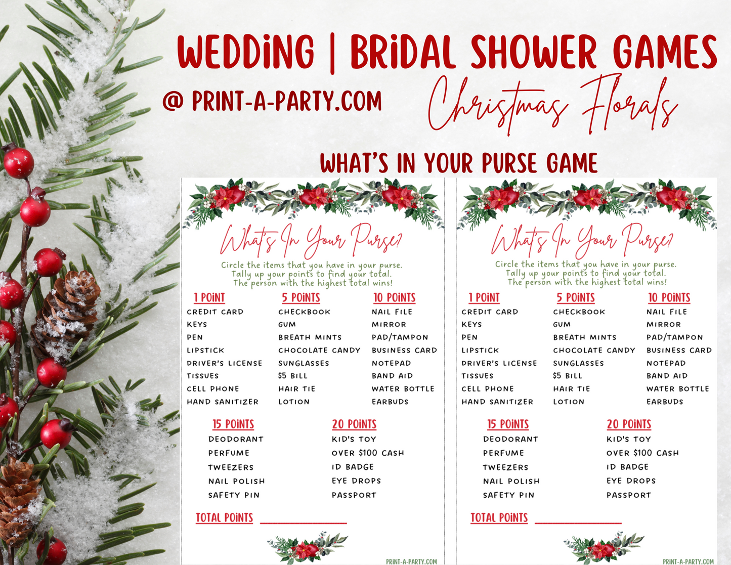 GAME BUNDLE: Bridal Christmas Shower Game Bundle 2 | Christmas Bridal Theme | Christmas Wedding Shower | INSTANT DOWNLOAD