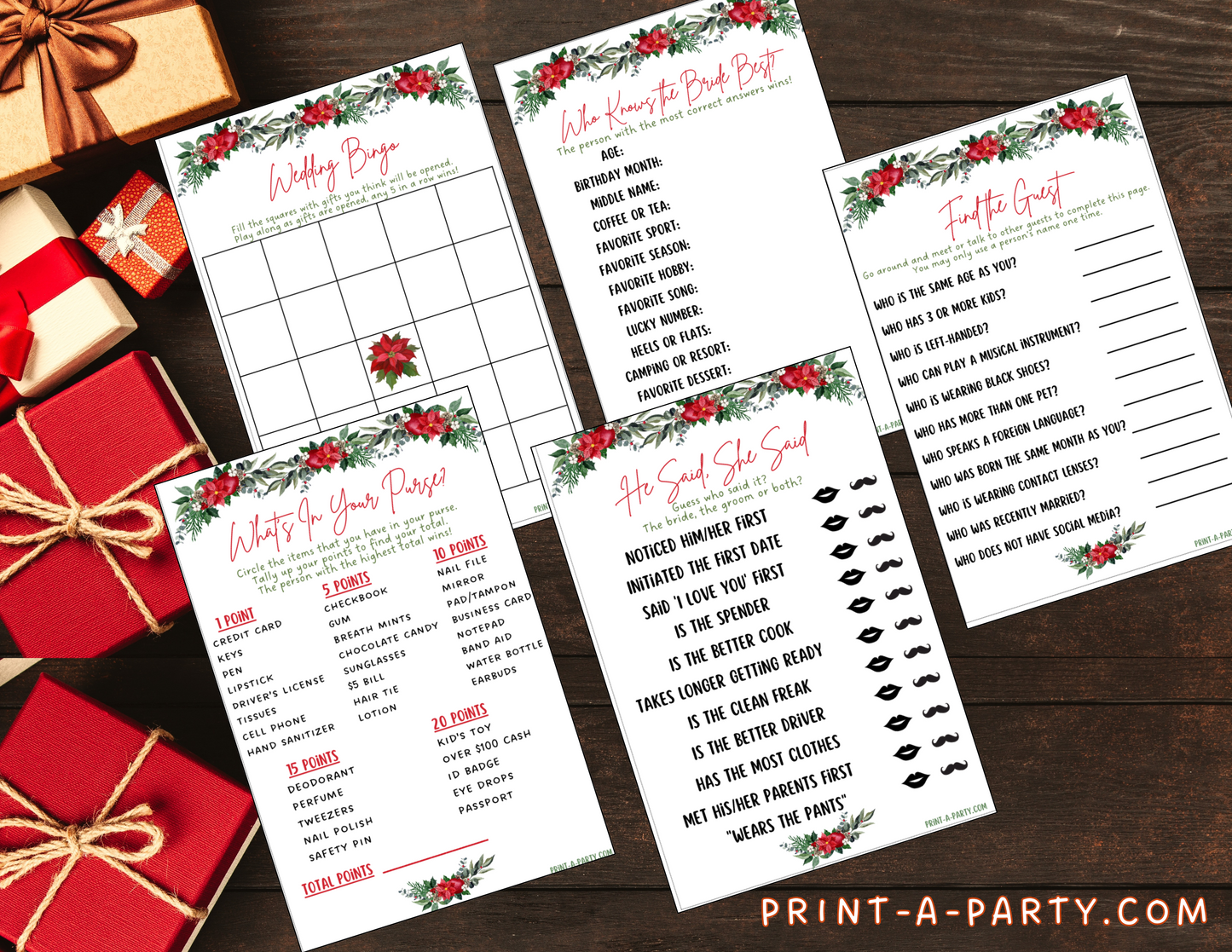 GAME BUNDLE: Bridal Christmas Shower Game Bundle 2 | Christmas Bridal Theme | Christmas Wedding Shower | INSTANT DOWNLOAD