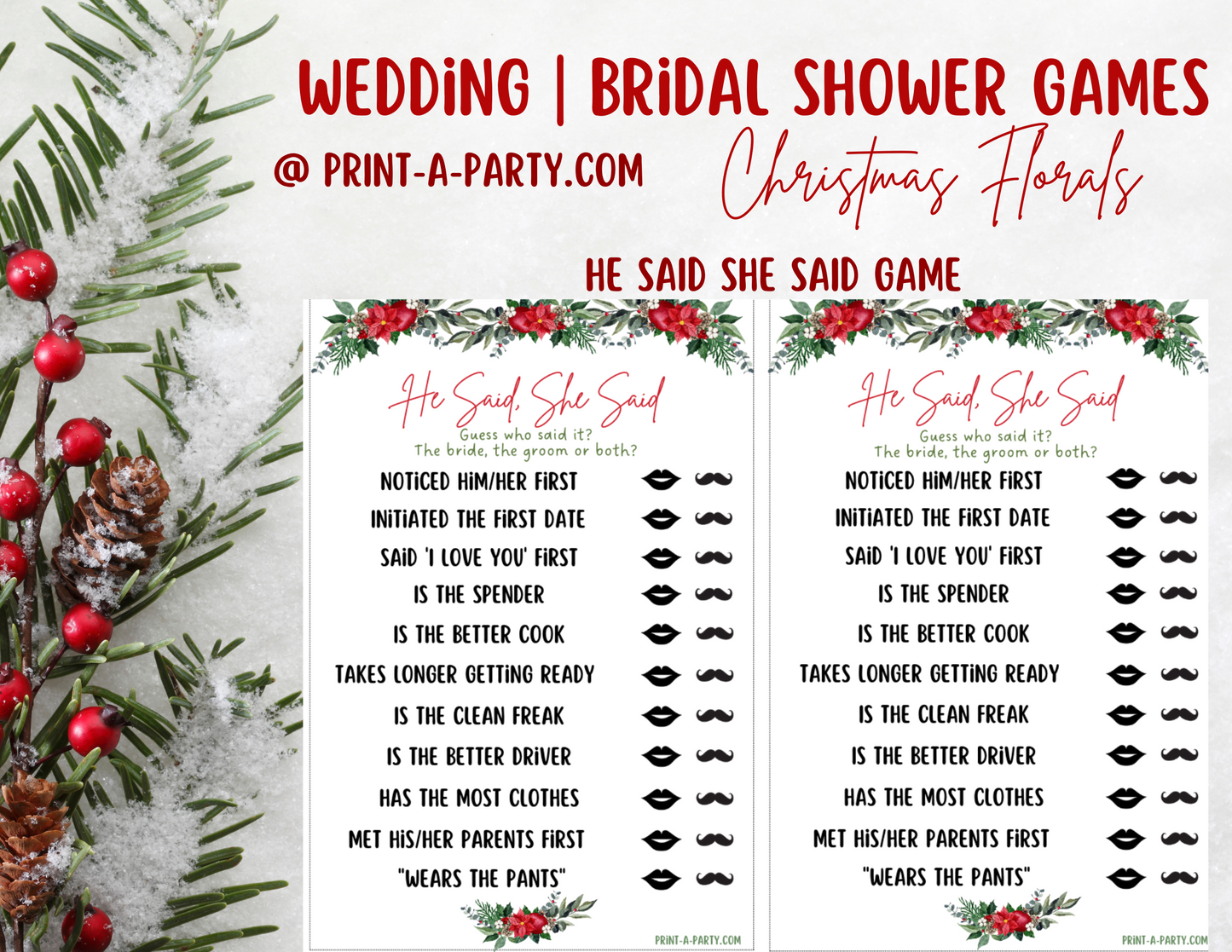 GAME BUNDLE: Bridal Christmas Shower Game Bundle 2 | Christmas Bridal Theme | Christmas Wedding Shower | INSTANT DOWNLOAD