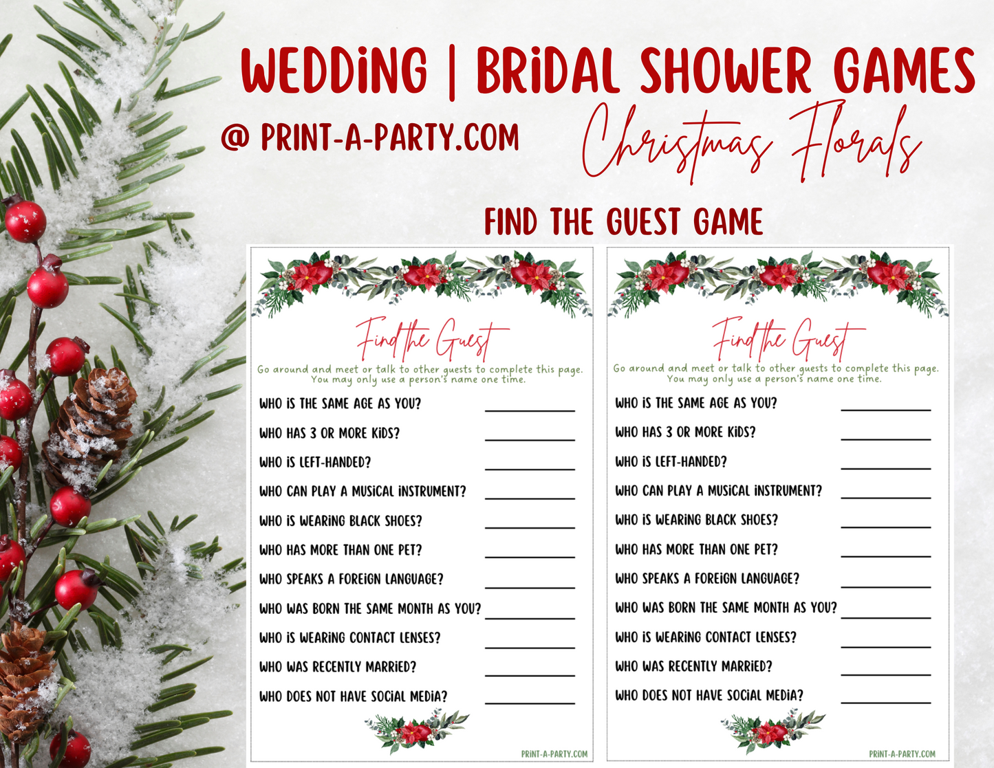 GAME BUNDLE: Bridal Christmas Shower Game Bundle 2 | Christmas Bridal Theme | Christmas Wedding Shower | INSTANT DOWNLOAD