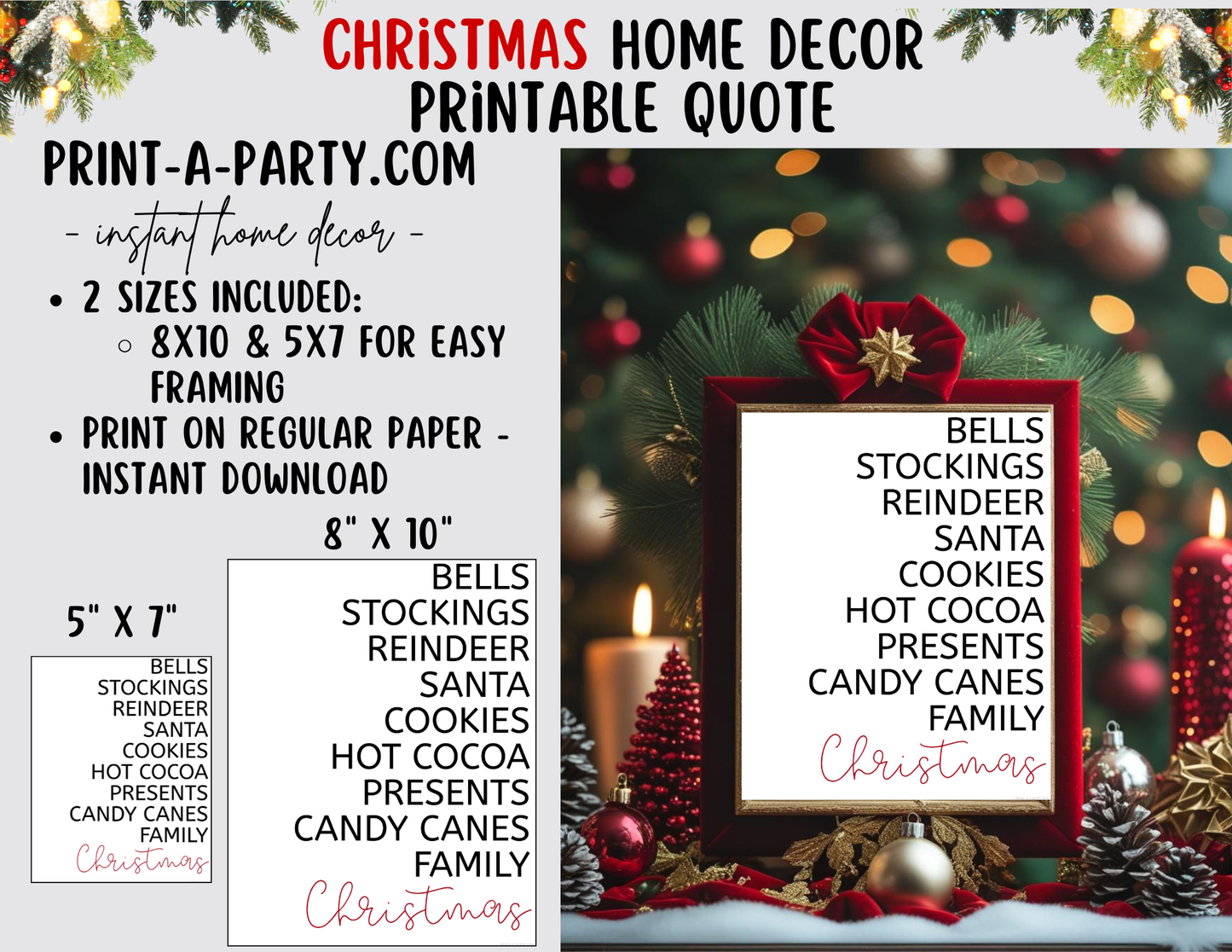 CHRISTMAS HIGHLIGHTS LIST Printable Christmas Sign, Instant Holiday Decor 8x10 and 5X7 (Copy)