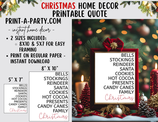 CHRISTMAS HIGHLIGHTS LIST Printable Christmas Sign, Instant Holiday Decor 8x10 and 5X7 (Copy)