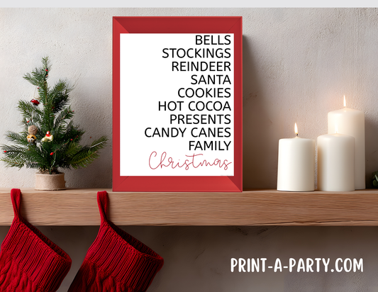 CHRISTMAS HIGHLIGHTS LIST Printable Christmas Sign, Instant Holiday Decor 8x10 and 5X7 (Copy)