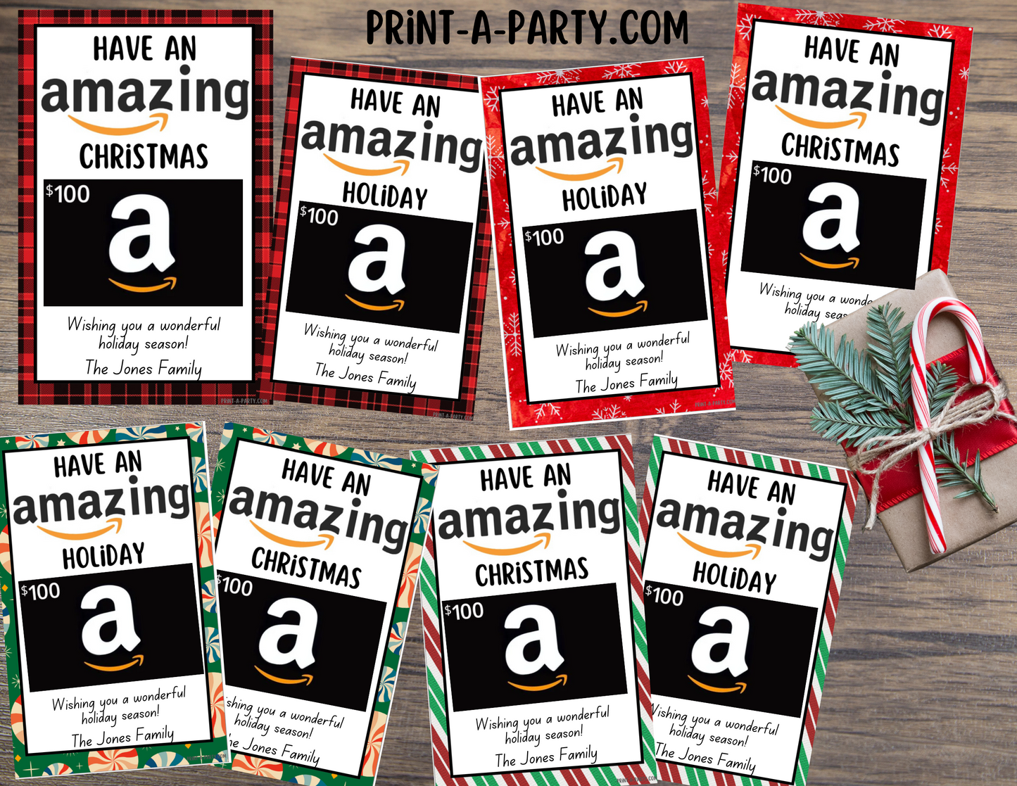 GIFT CARD Amazon Christmas Holiday Templates | Amazon Christmas Gift Card | Amazon Holiday Gift Card Printables - INSTANT DOWNLOAD