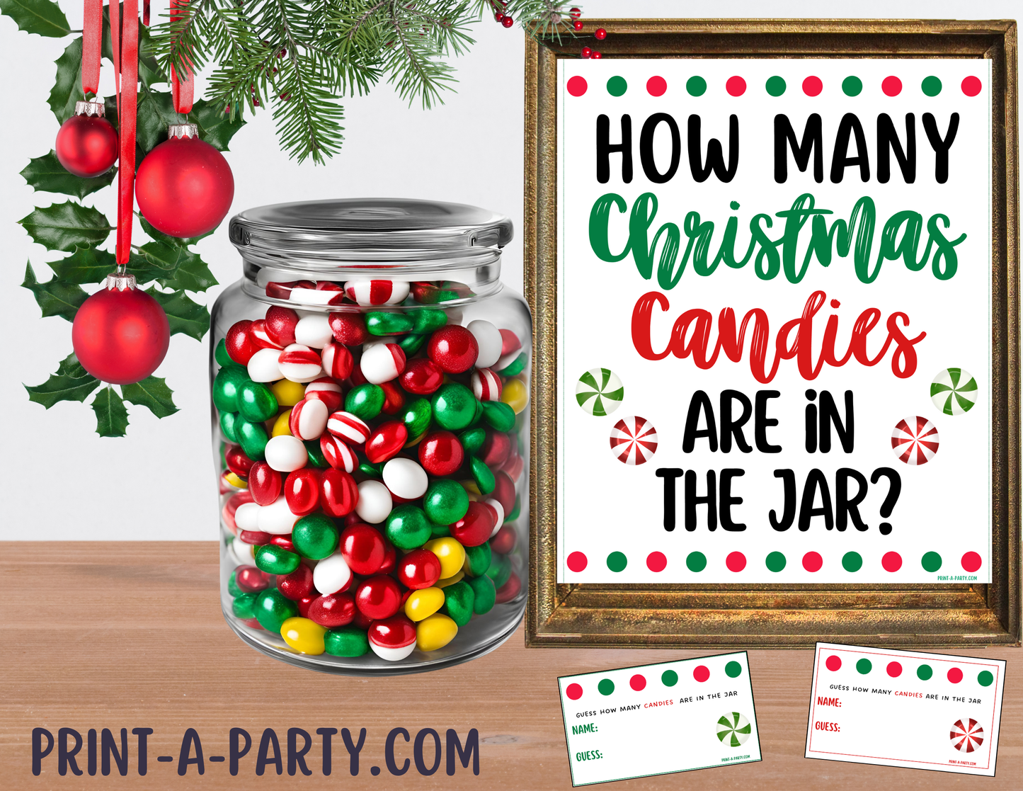 CANDY JAR GUESSING GAME - CHRISTMAS Candy | How many Christmas Candies in jar | Christmas Candy | Holiday Party | Christmas Party DIY | Printable