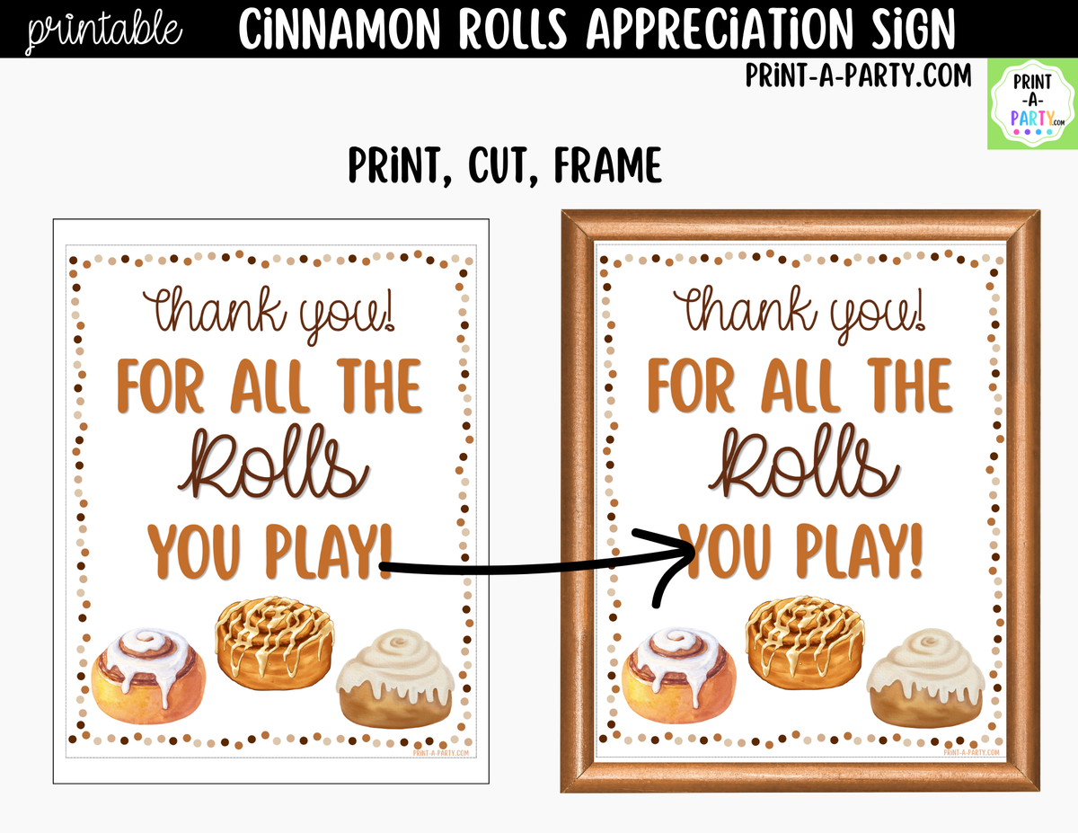 Printable Cinnamon Roll Appreciation Sign 8x10