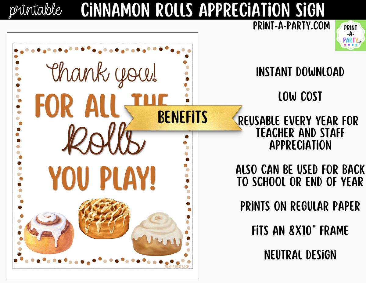 Printable Cinnamon Roll Appreciation Sign 8x10