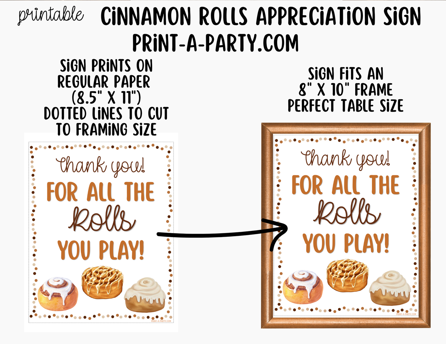 Cinnamon Rolls Appreciation Sign - Printable Decor for Teacher, Staff, Employee, Volunteer, PTO PTA or Parents