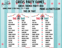 GAMES: CIRCUS THEME | Birthday Party Games | Circus Party | Circus Party Ideas | INSTANT DOWNLOAD