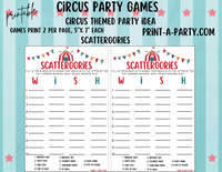 GAMES: CIRCUS THEME | Birthday Party Games | Circus Party | Circus Party Ideas | INSTANT DOWNLOAD