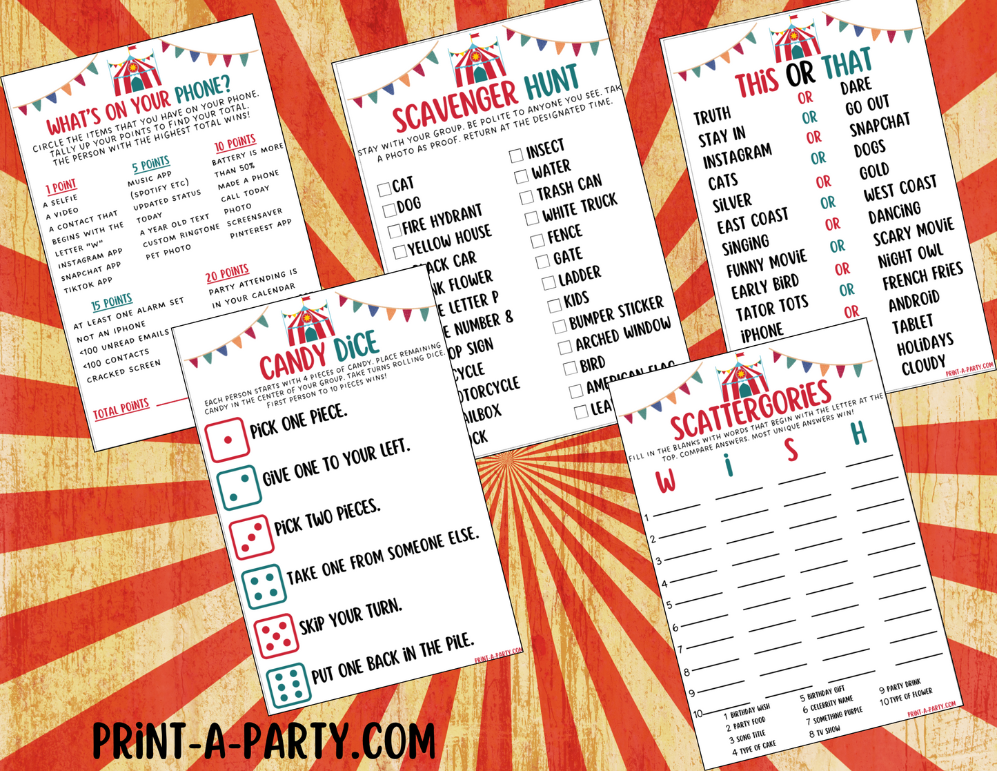 GAMES: CIRCUS THEME | Birthday Party Games | Circus Party | Circus Party Ideas | INSTANT DOWNLOAD