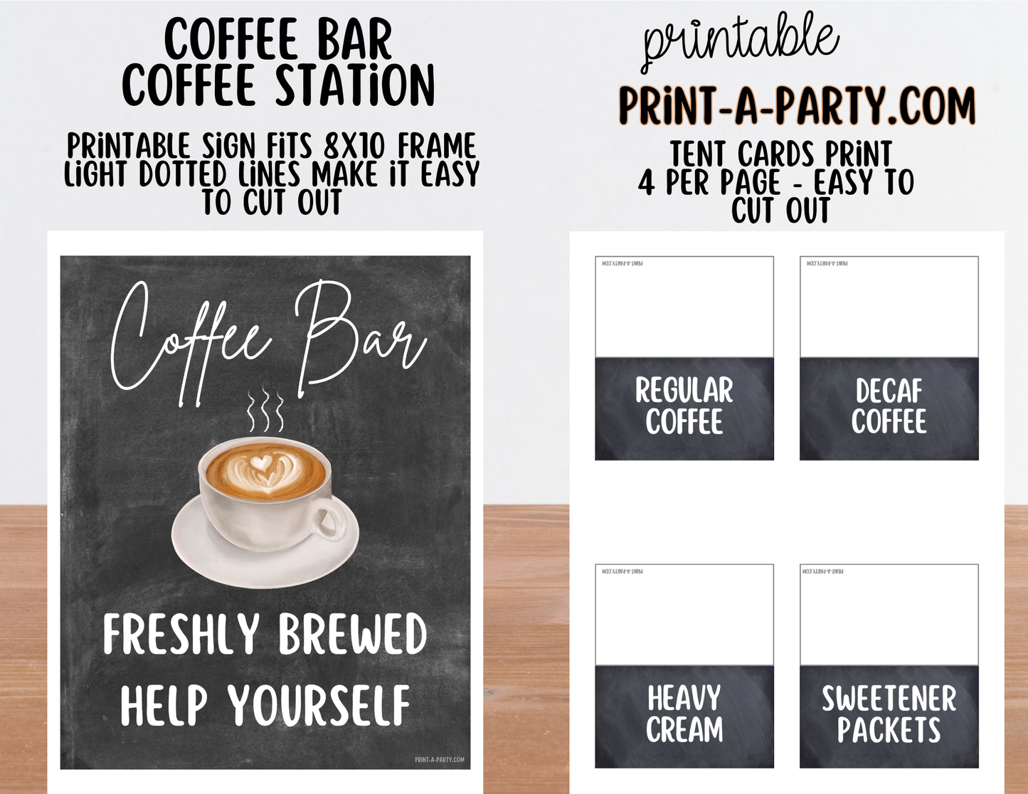 COFFEE BAR - Printable Sign and Topping Tent Cards - Perfect for Parties, Showers, any event!