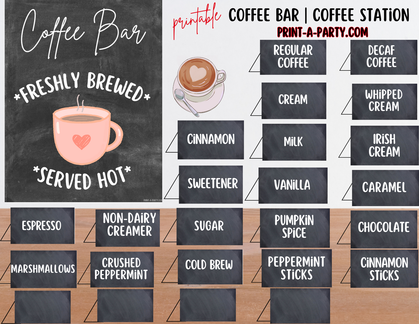 COFFEE BAR | COFFEE STATION Setup - Chalkboard | Coffee Bar Sign | Coffee Station for Party | Party Coffee Bar | Brunch | Shower