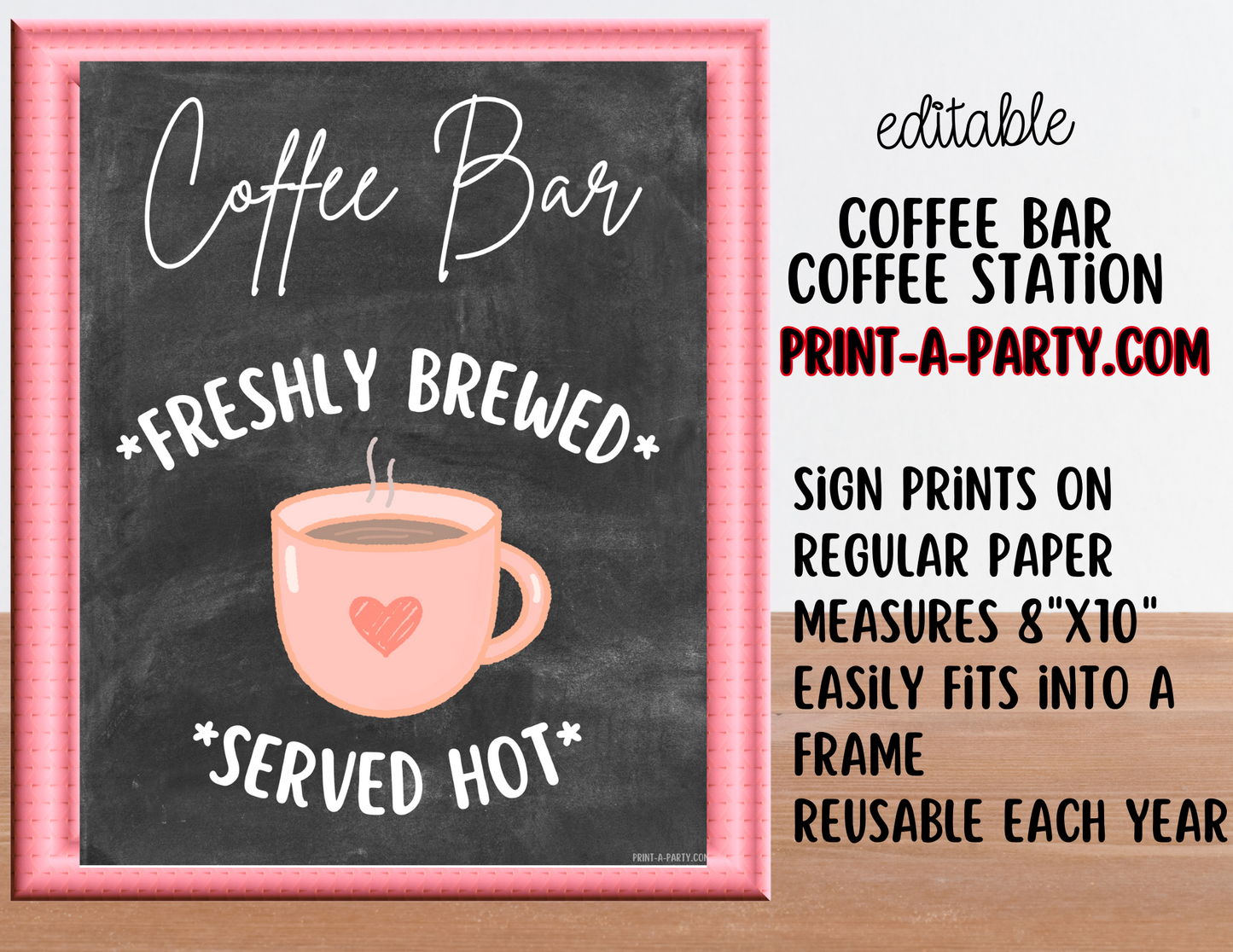 Editable COFFEE BAR - Sign and Toppings Labels Template Chalkboard - Perfect for Parties, Showers, Birthdays, Holidays or the Office