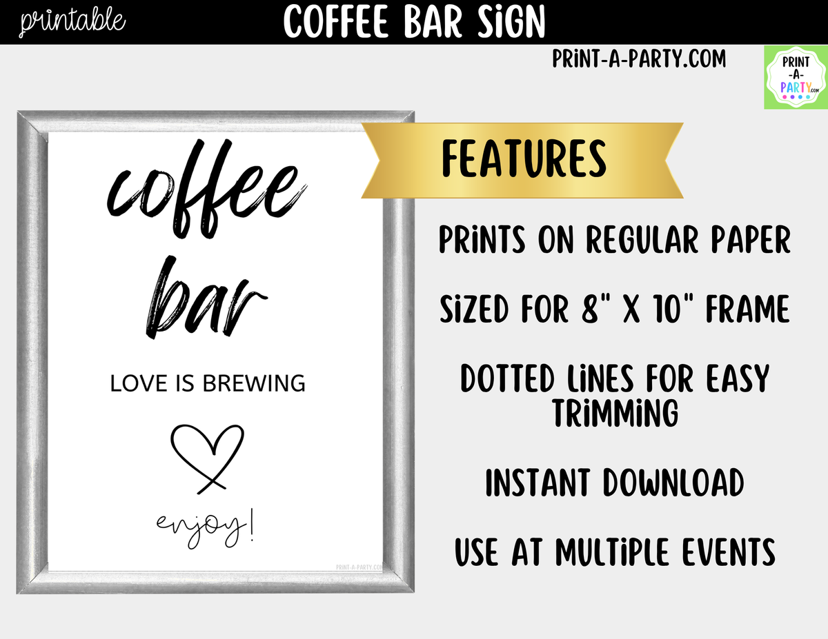 Coffee Bar Sign Printable – Love is Brewing Wedding Sign