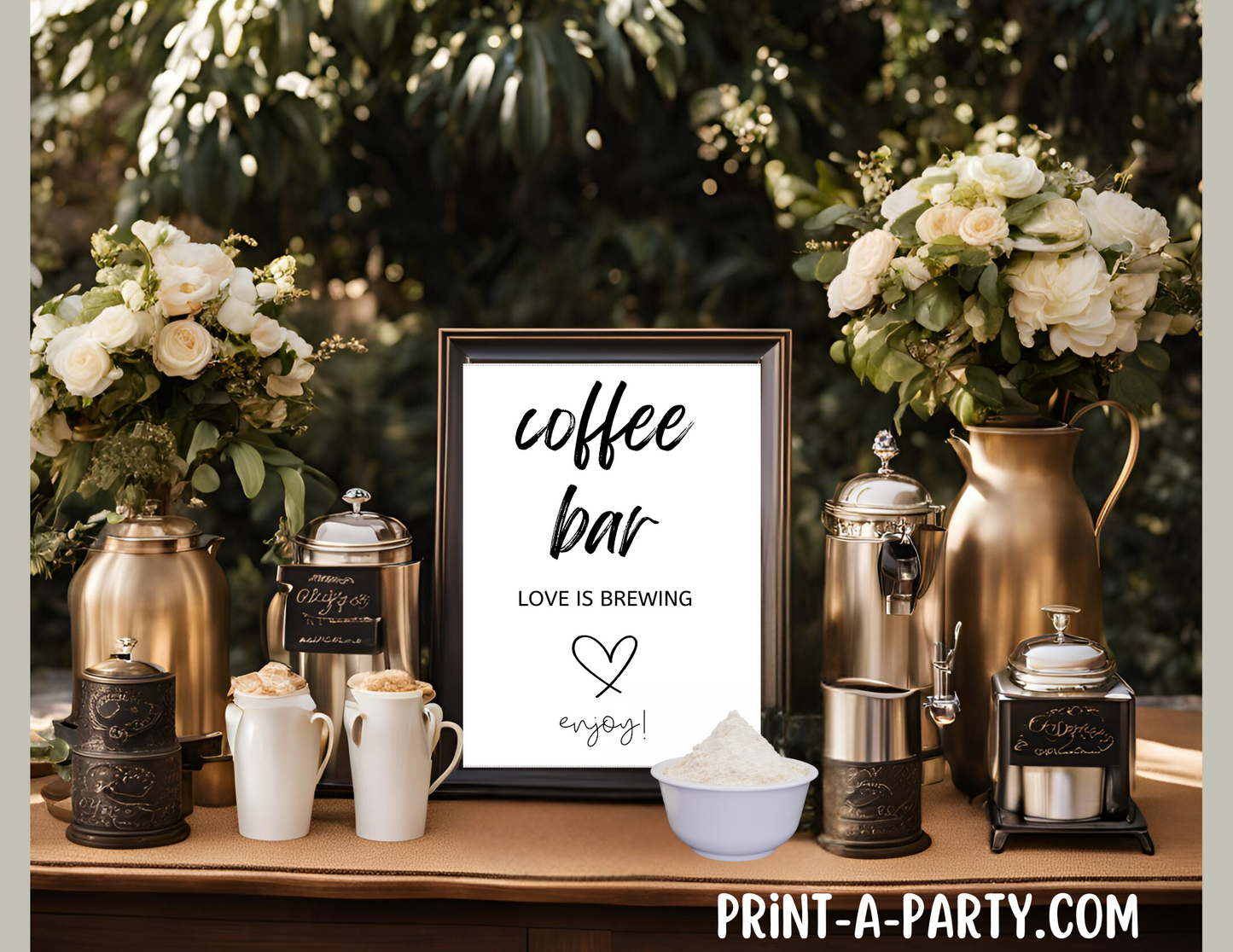 COFFEE BAR - LOVE IS BREWING | Printable Wedding Sign | Wedding Sign | Coffee Bar Wedding Sign | Bridal Shower Sign