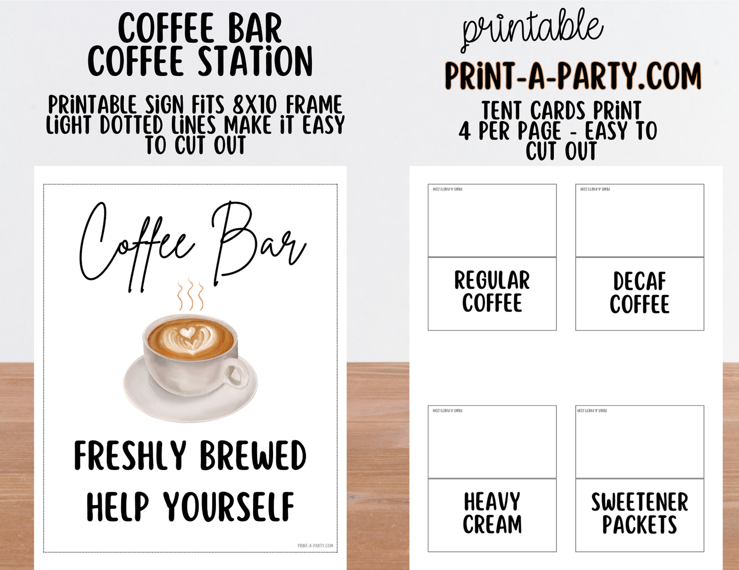 COFFEE BAR - Printable Sign and Topping Tent Cards - Perfect for Parties, Showers, any event!