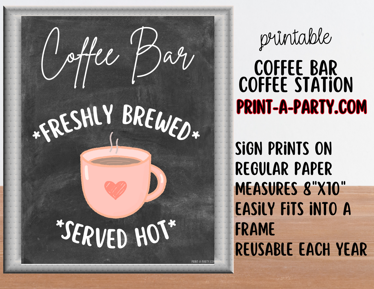 COFFEE BAR Printable - Chalkboard Sign and Toppings Labels Template - Perfect for Parties, Showers, Birthdays, Holidays or the Office