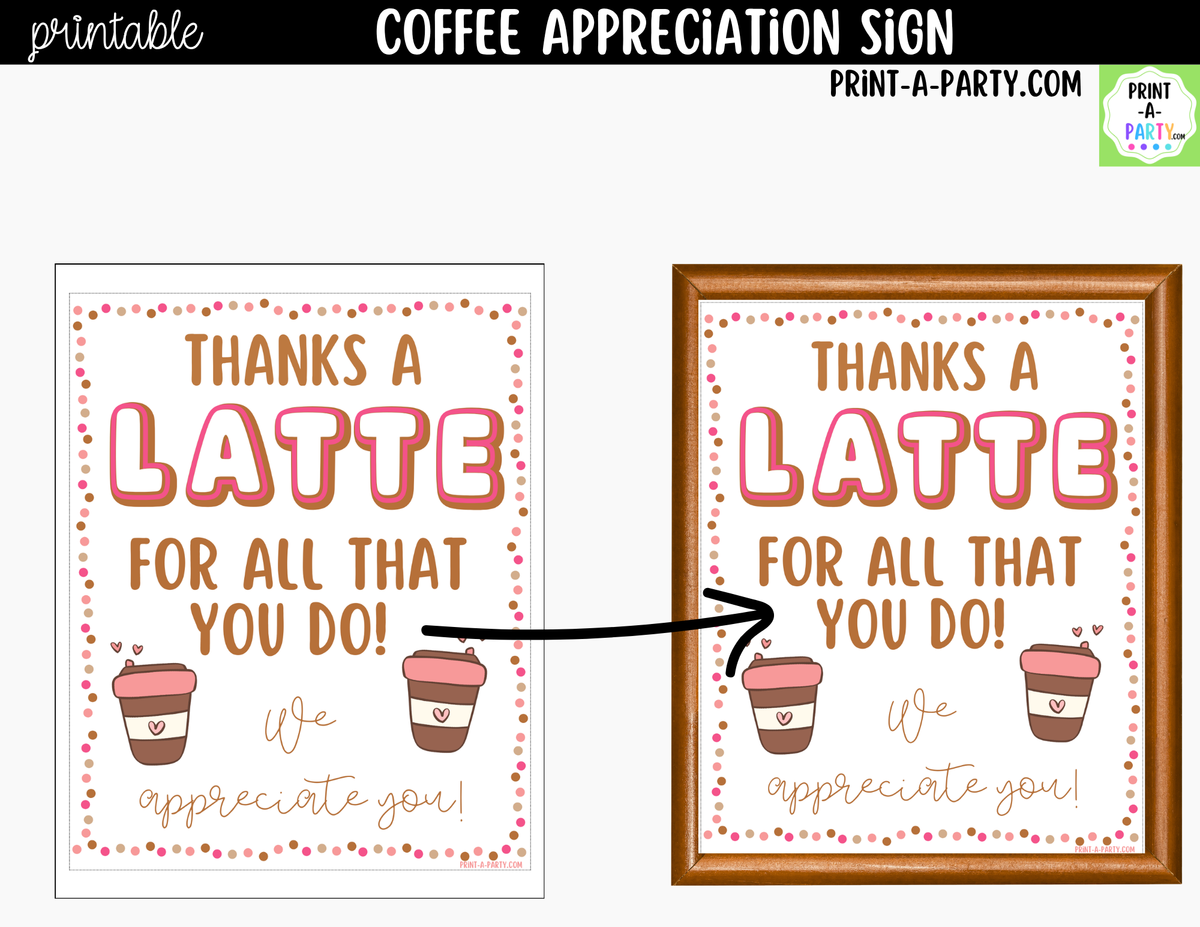 Printable Coffee Bar Appreciation Sign 8x10