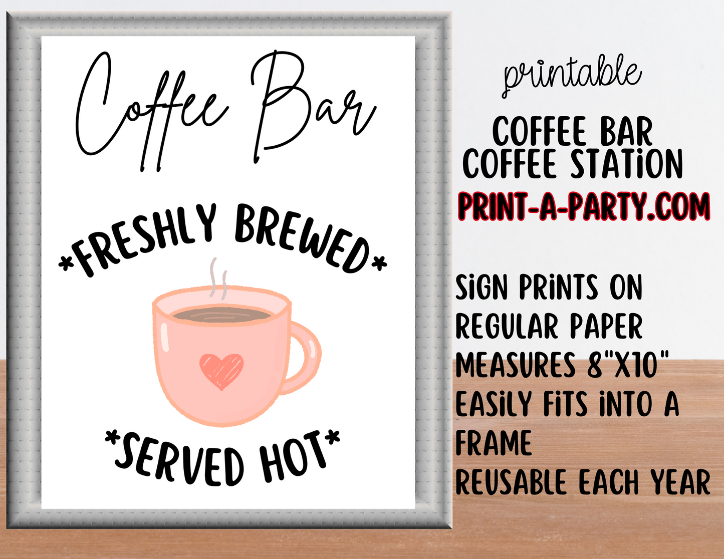 COFFEE BAR Printable - White Sign and Toppings Labels Template - Perfect for Parties, Showers, Birthdays, Holidays or the Office