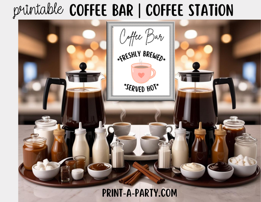 COFFEE BAR | COFFEE STATION Setup - White | Coffee Bar Sign Create a Stylish DIY Coffee Bar – Perfect for Bridal Showers, Baby Showers, Brunches & More!
