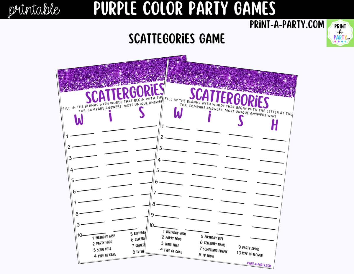 Purple Party Games Printable