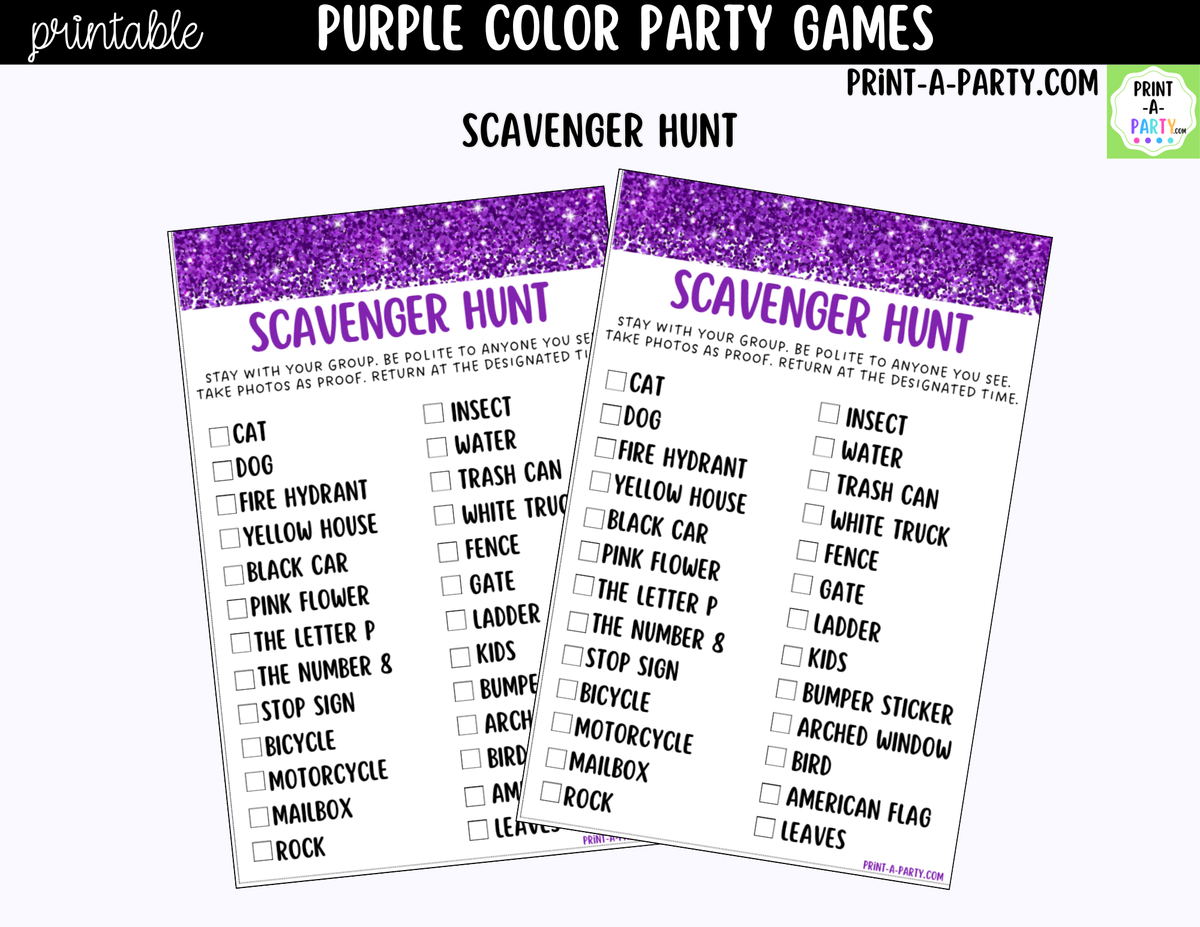 Purple Party Games Printable