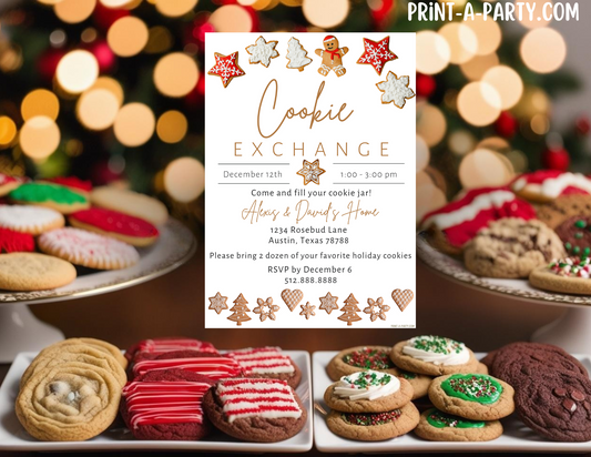 Christmas Editable Invitation Template: COOKIE EXCHANGE PARTY | Christmas Cookie Exchange Party Invite | Holiday Cookie Exchange